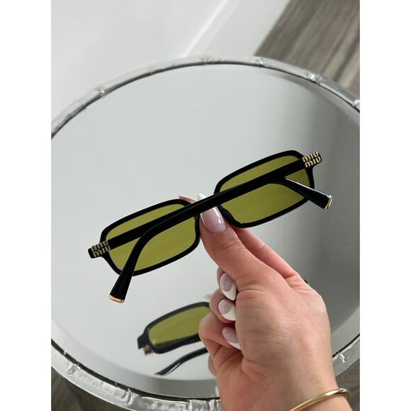 NEW Miu Miu MU11ZSF Regard Black Green Sunglasses $489 main image 4